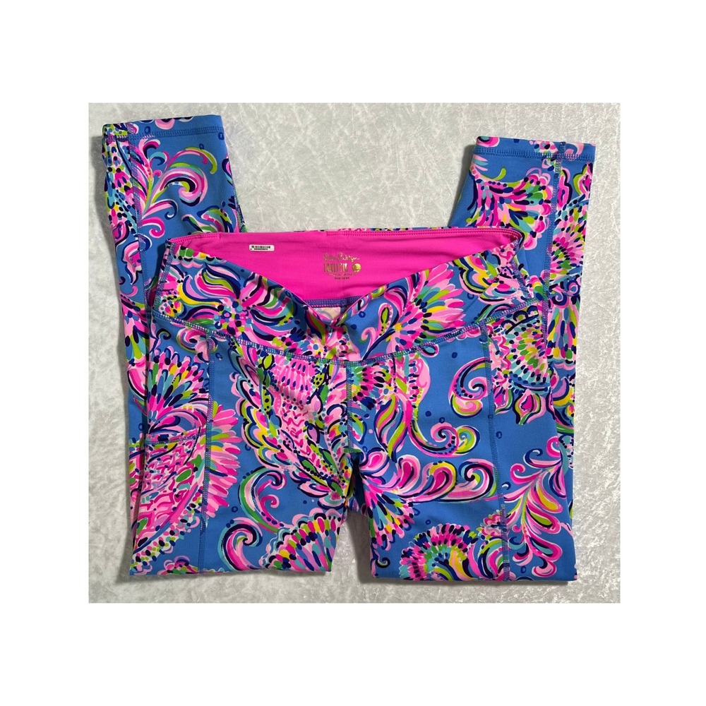 Lilly Pulitzer Luxletic Legging with Pocket Women's Size Large Blue Pink Paisley